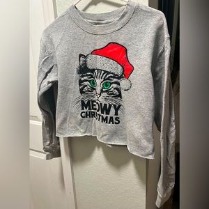 Meowy Christmas cropped sweatshirt